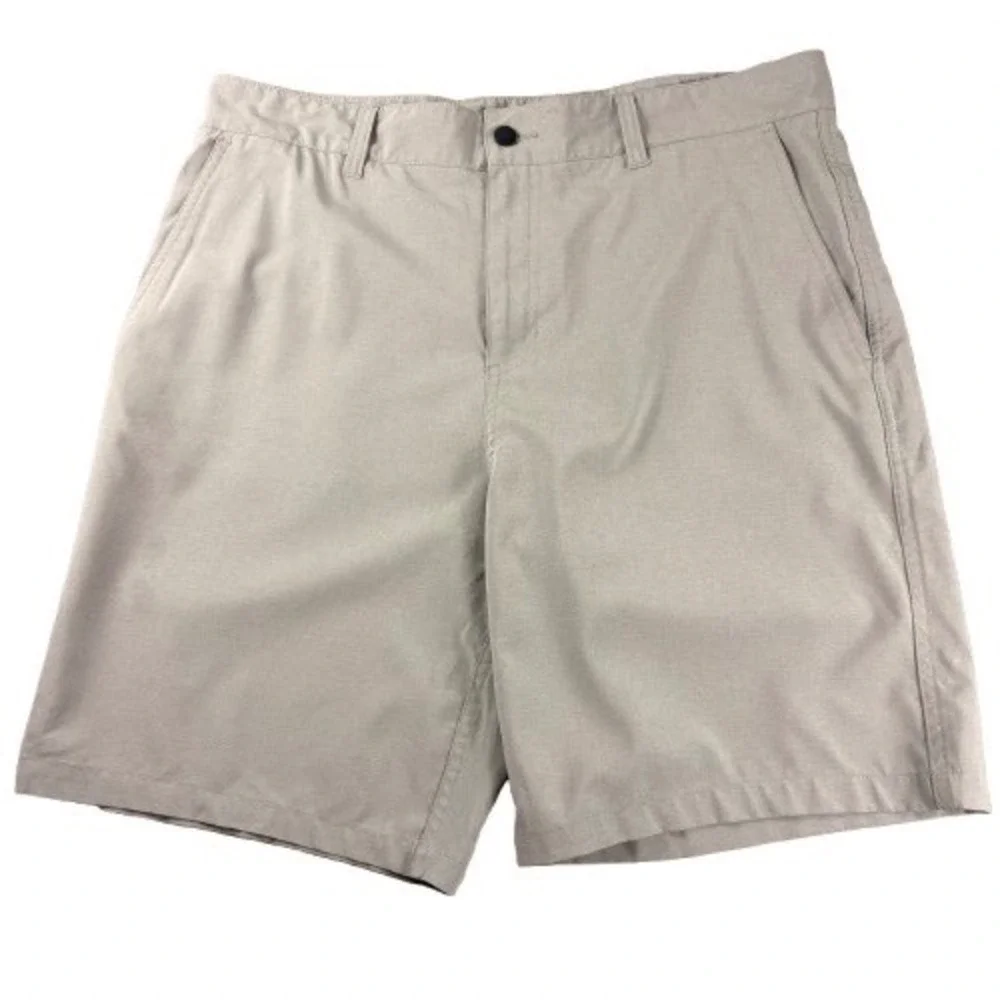 Panama Jack Mens Khaki Performance Hybrid Shorts Stretch Mesh Lined Tan Size 36